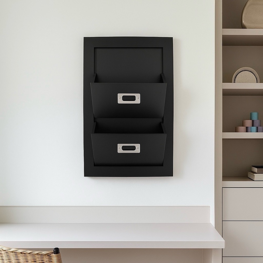 Black Wall Mounted Mail Organizer